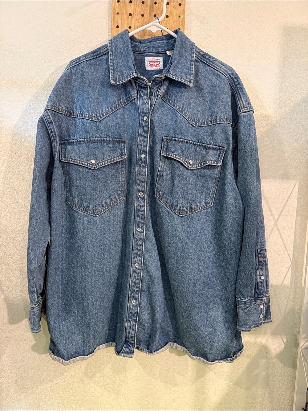 Levi's Blue Washed Denim Western Shirt Jacket